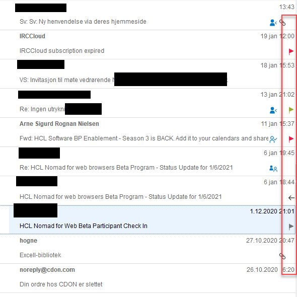 Flagged emails in a folder in HCL Notes