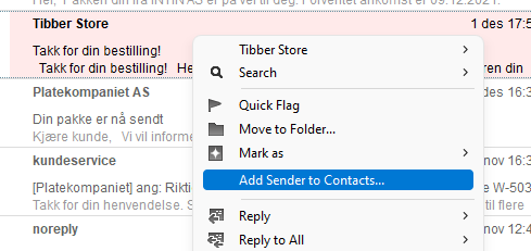 Add Sender to Contacts...